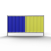 Mobile fence Trapez | Sheet metal panel: blue / yellow | height: 1.20 m
